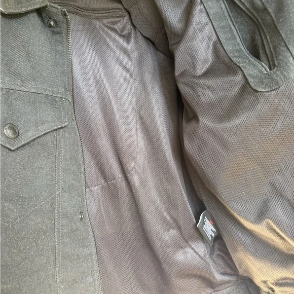 Men's Black Waxed and Leather Motorcycle Jacket - Picture 4 of 5